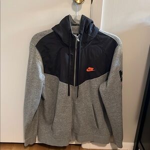 Nike Black and Gray Hoodie with Orange Accent